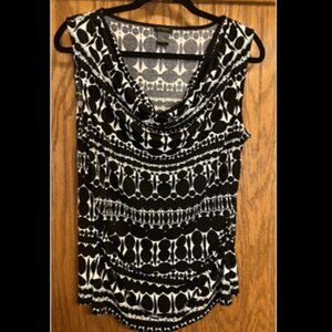 Ann Taylor Scoop Neck  Black & White Tank Top Large L